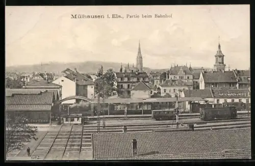 AK Mülhausen i. Els., Partie beim Bahnhof