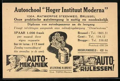 AK Brussel, Autoschool Hoger Instituut Moderna, Antwerpse Steenweg 106a