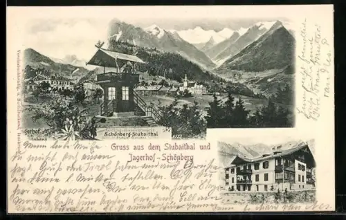 AK Schönberg-Stubaithal, Gasthaus Jagerhof, Teilansicht