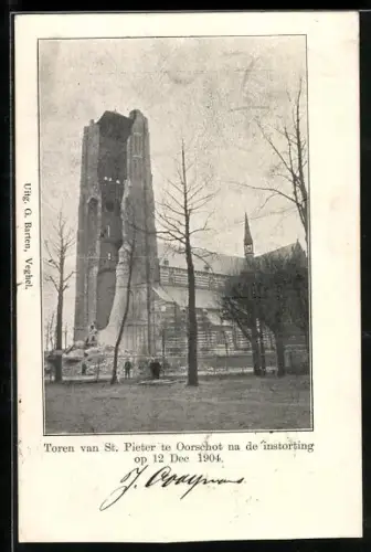 AK Oorschot, Toren van St. Pieter te Oorschot na de instorting op 12 Dec 1904, Katastrophe