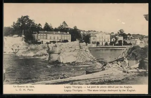 AK Lagny-Thorigny, Le pont de pierre detruit par les Anglais
