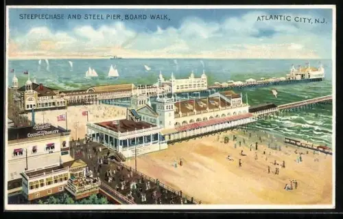 AK Atlantic City, NJ, Steeplechase and Steel Pier, Board Walk