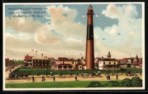 AK Atlantic City, NJ, Absecom Light House and U.S. Life Saving Station