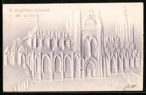 Präge-Airbrush-AK s` Hertogenbosch, St. Janskerk