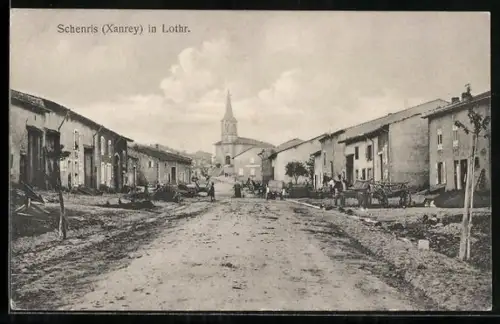AK Schenris, Teilansicht mit Kirche