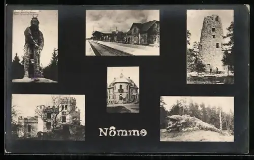 AK Nömme, Reval, Nationalheld, Bahnhof, Turmruine und Waldpartie