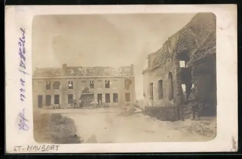 Foto-AK Saint-Hubert, Maisons détruites