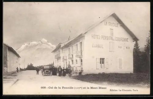 AK Col de la Faucille, Hotel et le Mont Blanc