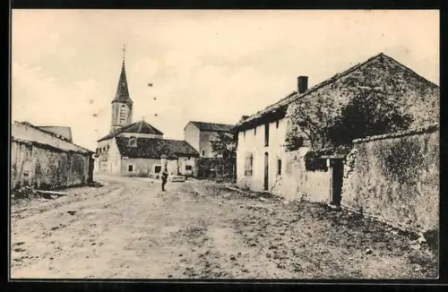 AK Allenhofen, Strassenpartie mit Kirche