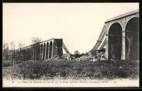AK Dannemarie, Le viaduc détruit par le Génie militaire francais
