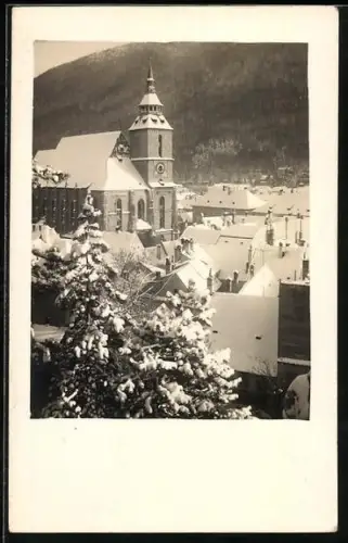AK Kronstadt, Ortspartie mit Kirche