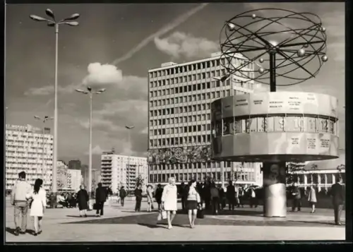 AK Berlin, Alexanderplatz mit Weltzeituhr