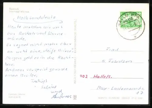 AK Rostock, Interhotel Warnow mit Parkplatz