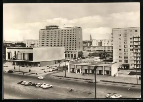 AK Berlin, Karl-Marx-Allee mit Mokka Milch und Eis-Bar