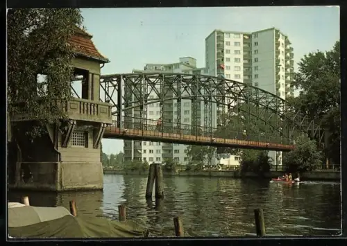 AK Berlin-Tegel, Sechserbrücke und Hochhäuser