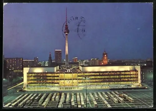 AK Berlin, Palast der Republik bei Nacht