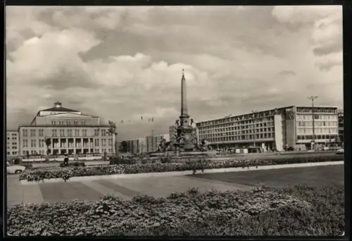 AK Leipzig, Opernhaus und Hauptpost am Karl-Marx-Platz