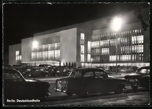 AK Berlin, Deutschlandhalle bei Nacht