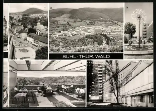 AK Suhl /Thür. Wald, Interhotel Thüringen-Tourist, Am Warenhaus Centrum, Dachgarten