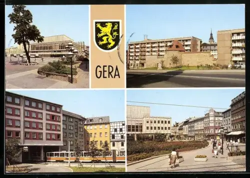 AK Gera, Wappen der Stadt, Haus der Kultur, Historische Stadtmauer, Johannisstrasse