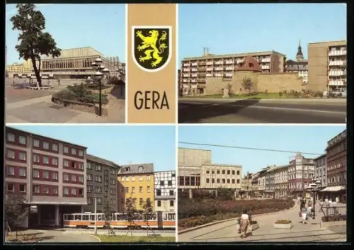 AK Gera, Wappen der Stadt, Haus der Kultur, Historische Stadtmauer, Johannisstrasse