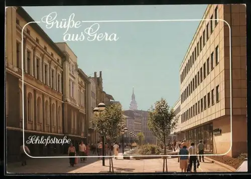 AK Gera, Schlossstrasse mit Geschäft