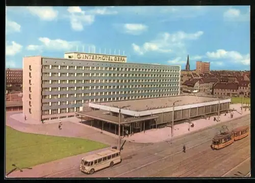 AK Gera, Strassenbahn am Interhotel