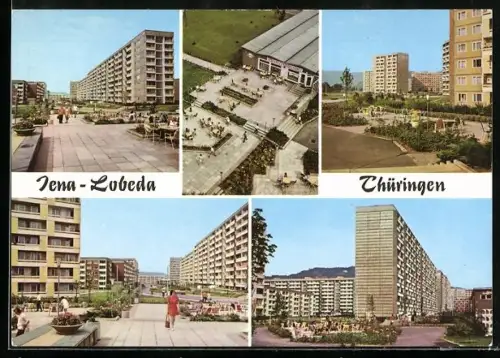 AK Jena-Lobeda /Thüringen, Ortspartie mit Hochhäusern