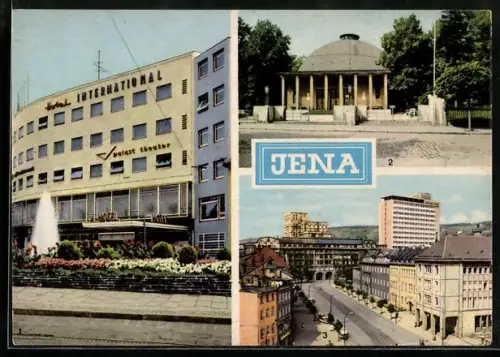 AK Jena, Hotel International, Zeiss-Planetarium, Blick auf das Zeiss-Hochhaus