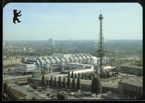 AK Berlin, Funkturm mit ICC, Berliner Bär