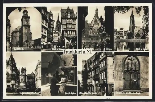 AK Frankfurt a. M., Paulskirche, Römer, Gutenberg Denkmal