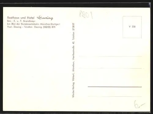 AK Dasing, Rasthaus und Hotel Dasing, Innenansicht