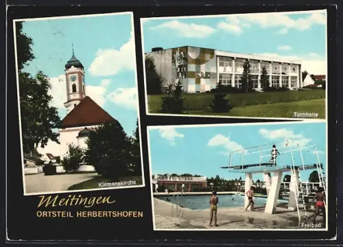 AK Meitingen, Klemenskirche, Turnhalle, Badespass im Freibad