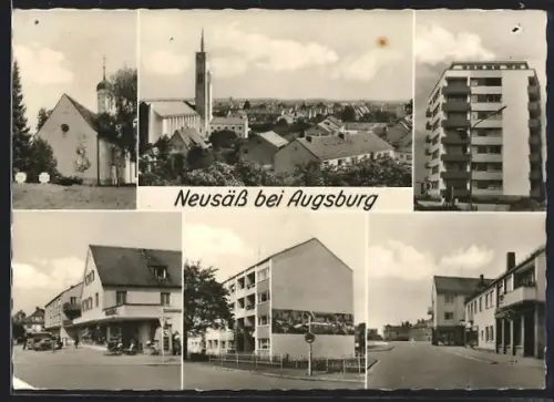 AK Neusäss bei Augsburg, Panorama, Gebäudeansichten