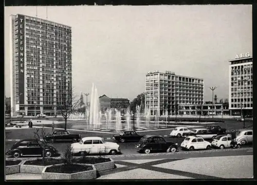 AK Berlin-Charlottenburg, Ernst-Reuter-Platz mit Springbrunnen