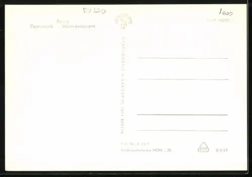 AK Berlin, Operncafé, Weinrestaurant