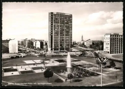 AK Berlin, Ernst-Reuter-Platz mit Springbrunnen