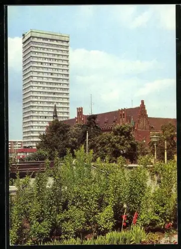 AK Frankfurt / Oder, Hochhaus am Platz der Republik, Jugentouristenhotel