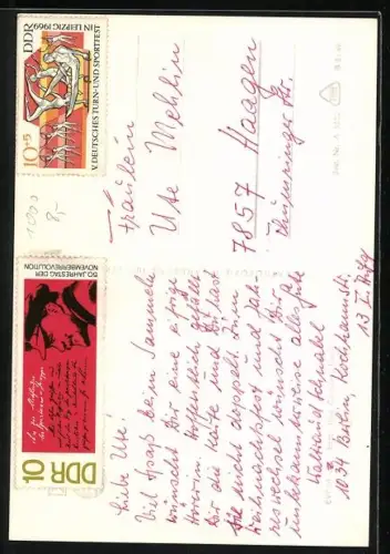 AK Berlin, Rotes Rathaus mit Fernseh- und Ukw-Turm der Deutschen Post