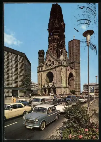 AK Berlin, Gedächtniskirche mit Strasse
