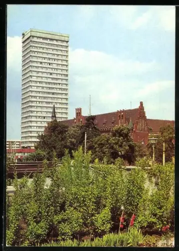 AK Frankfurt / Oder, Hochhaus am Platz der Republik, Jugentouristenhotel