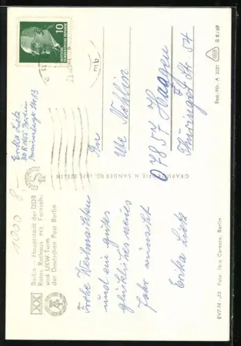 AK Berlin, Alexanderplatz, Fernsehturm u. Rotes Rathaus aus der Vogelschau