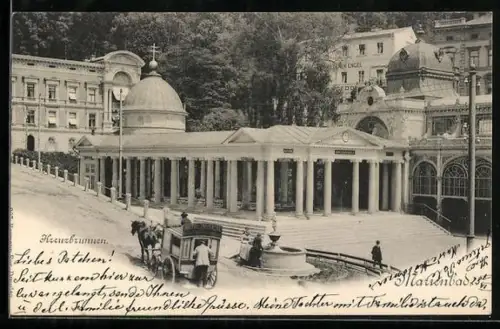 AK Marienbad, Ortspartie am Kreuzbrunnen