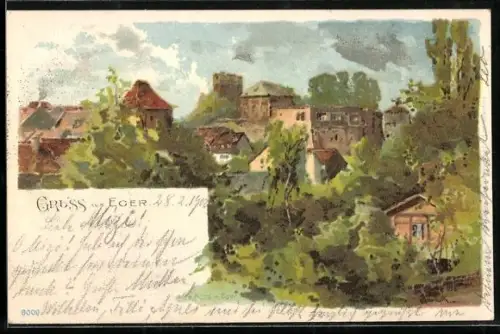 Lithographie Eger, Panoramaansicht