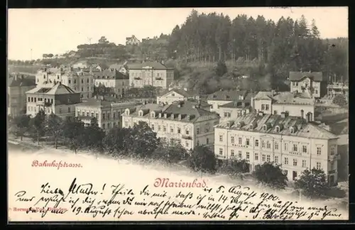 AK Marienbad, Blick in die Bahnhofstrasse