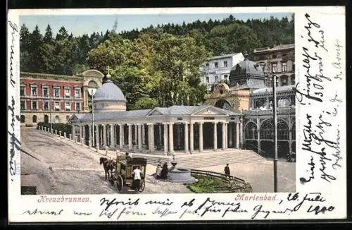 AK Marienbad, Partie am Kreuzbrunnen