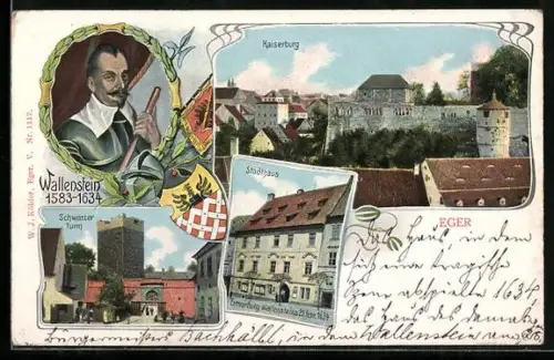 AK Eger, Kaiserburg, Schwarzer Thurm, Stadthaus