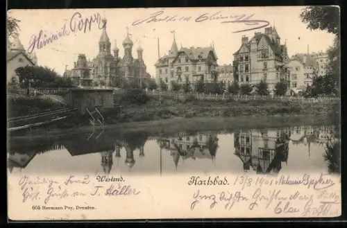 AK Karlsbad, Westend, Blick zu den Villen