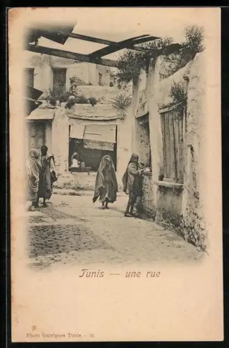 AK Tunis, Partie in einer Strasse