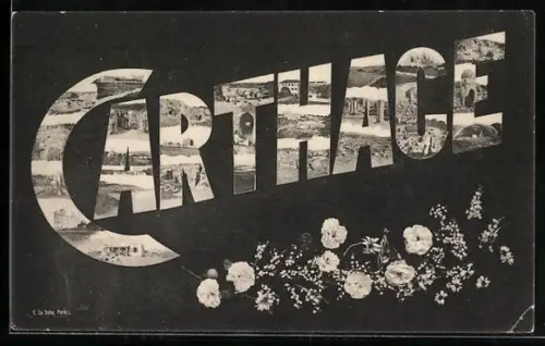 AK Carthage, Ortsansichten im Schriftzug Carthage